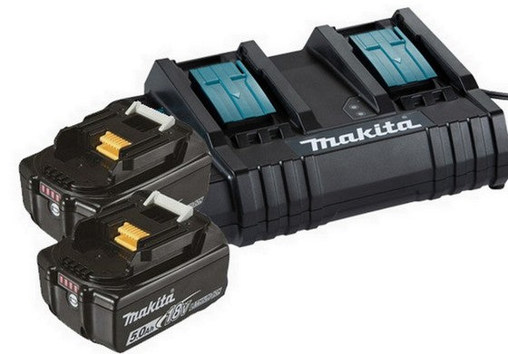 Makita DC18SH Twin Charger + 2x BL1850B 18V LXT 5.0Ah Batteries – Genuine UK Kit